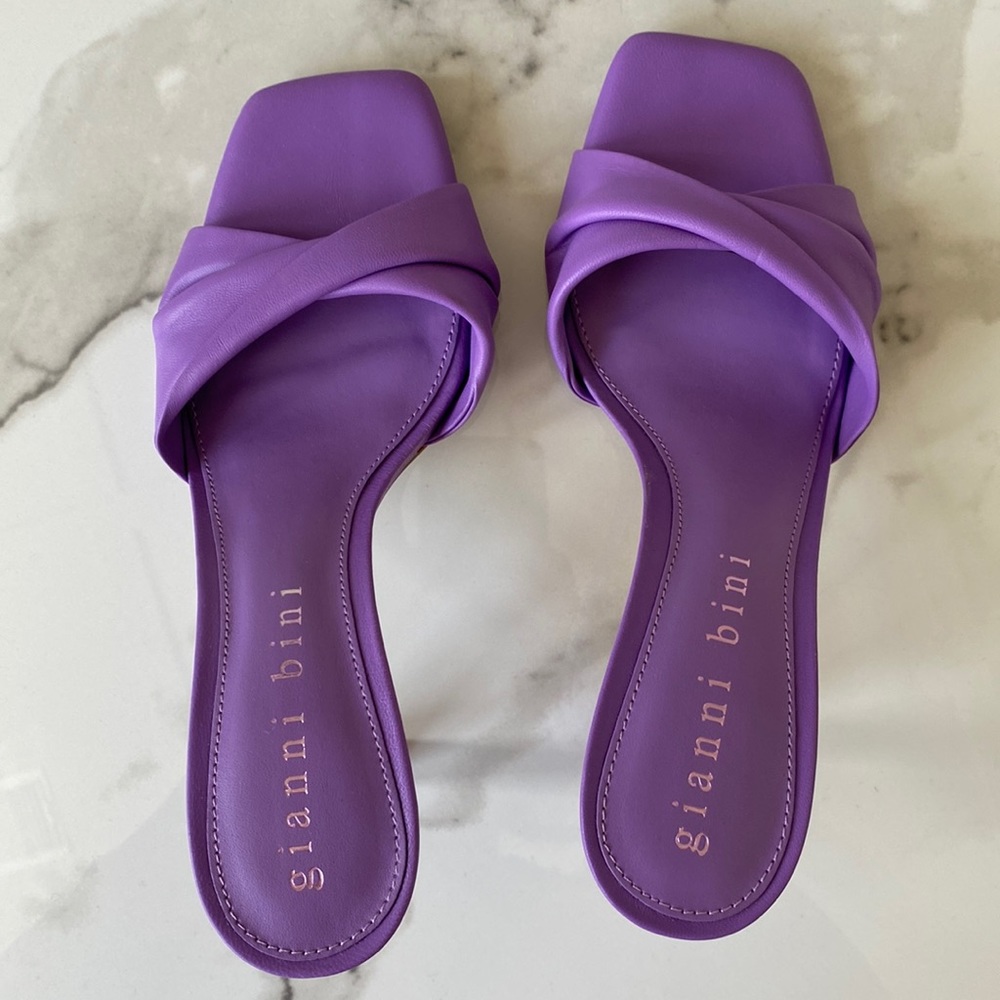 Gianni Bini leather purple mules